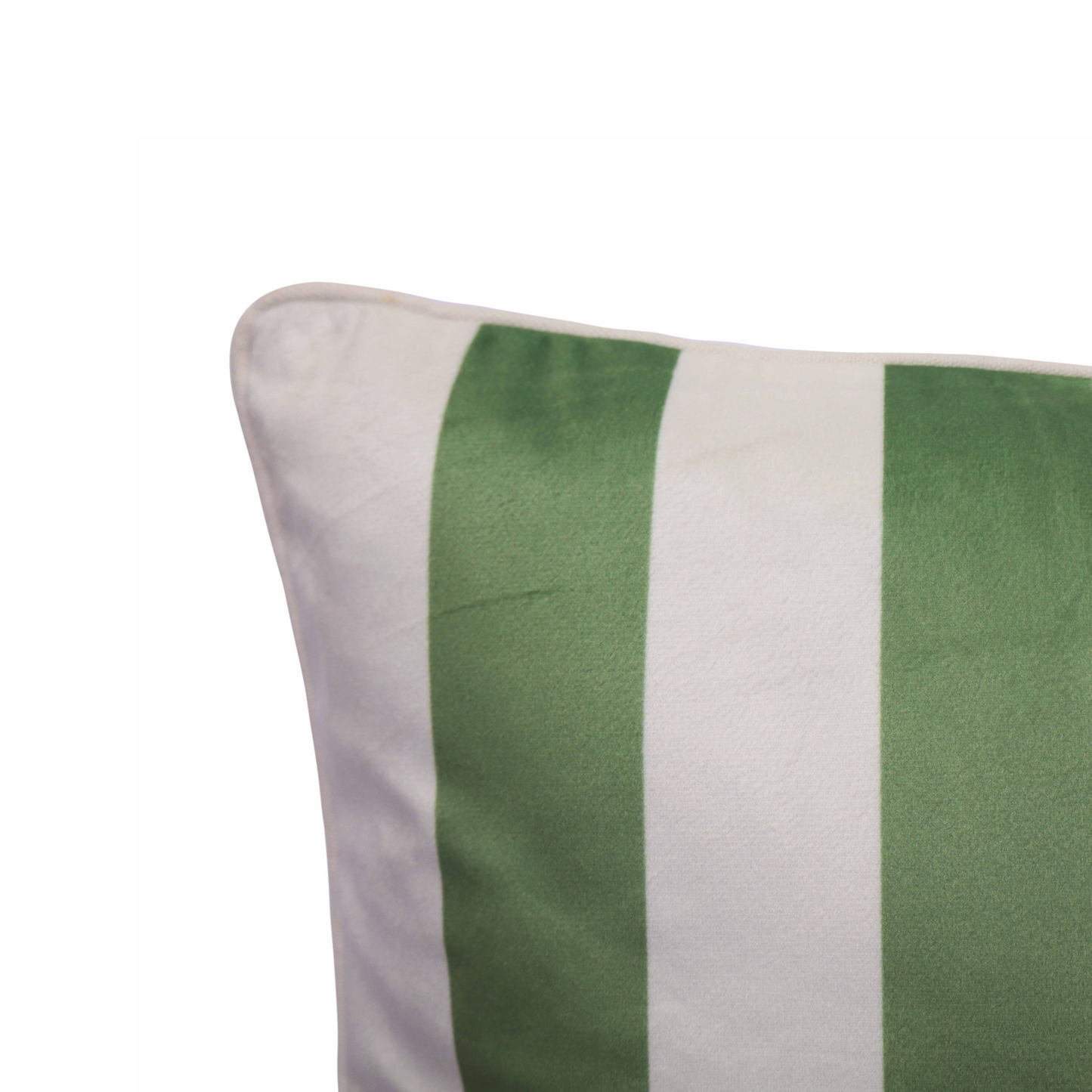 Pastel Green & White Striped Cushion Cover | Modern Decorative Throw Pillow Case | Soft Velvet Front & Cotton Back with Premium YKK Zipper | 16x16 Inch for Sofa, Couch & Living Room