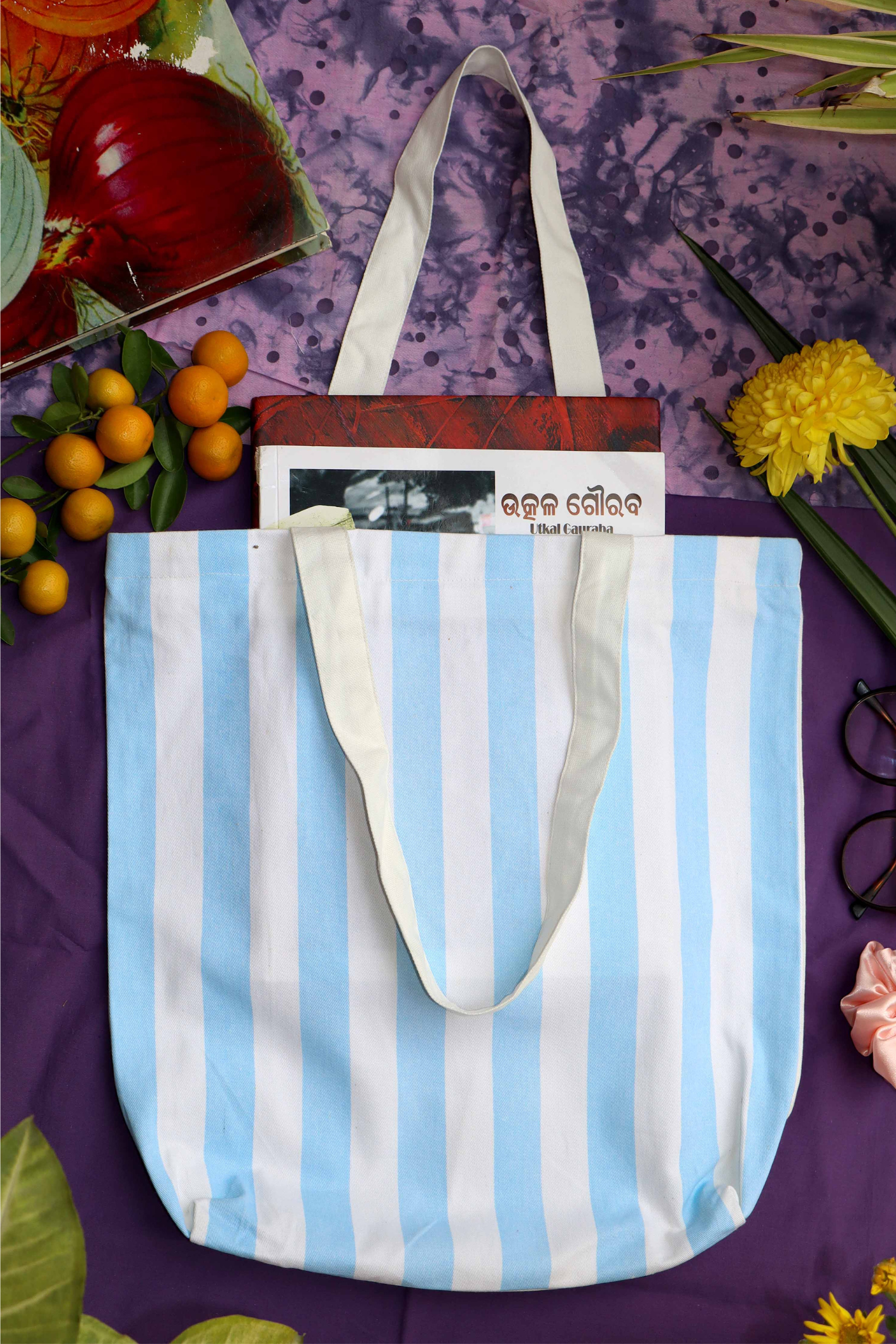 Blue & White Striped Tote Bag – Classic Canvas Everyday Shopper