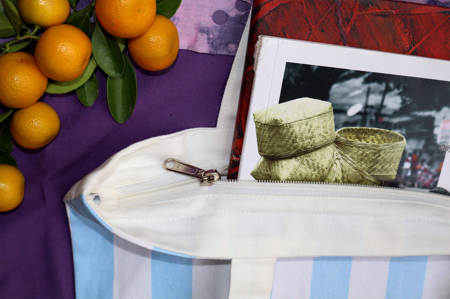 Blue & White Striped Tote Bag – Classic Canvas Everyday Shopper