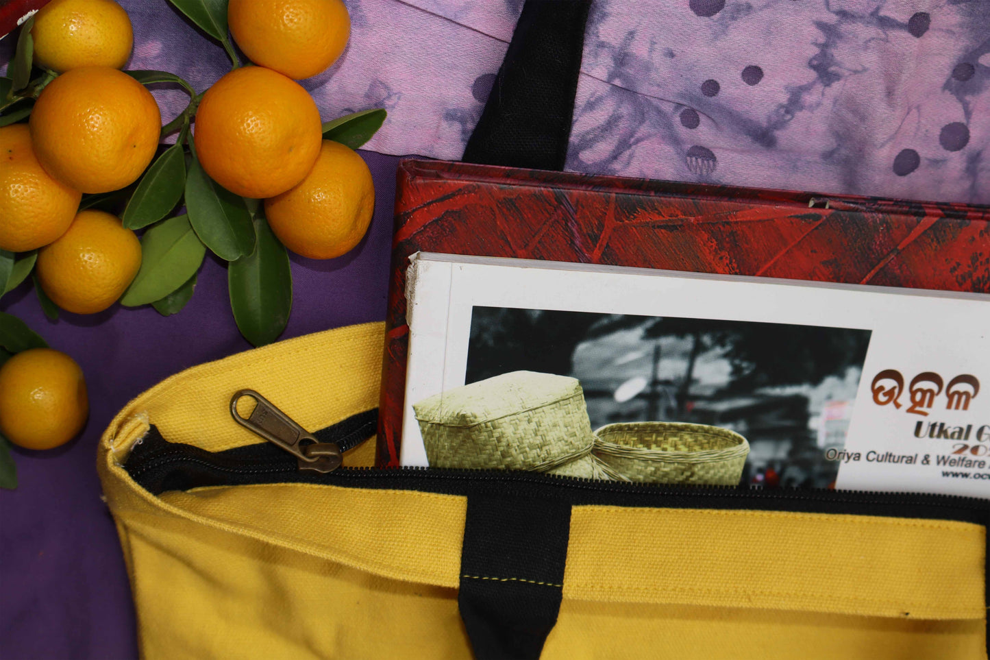 Yellow Heart Print Cotton Tote Bag – Bold & Reusable