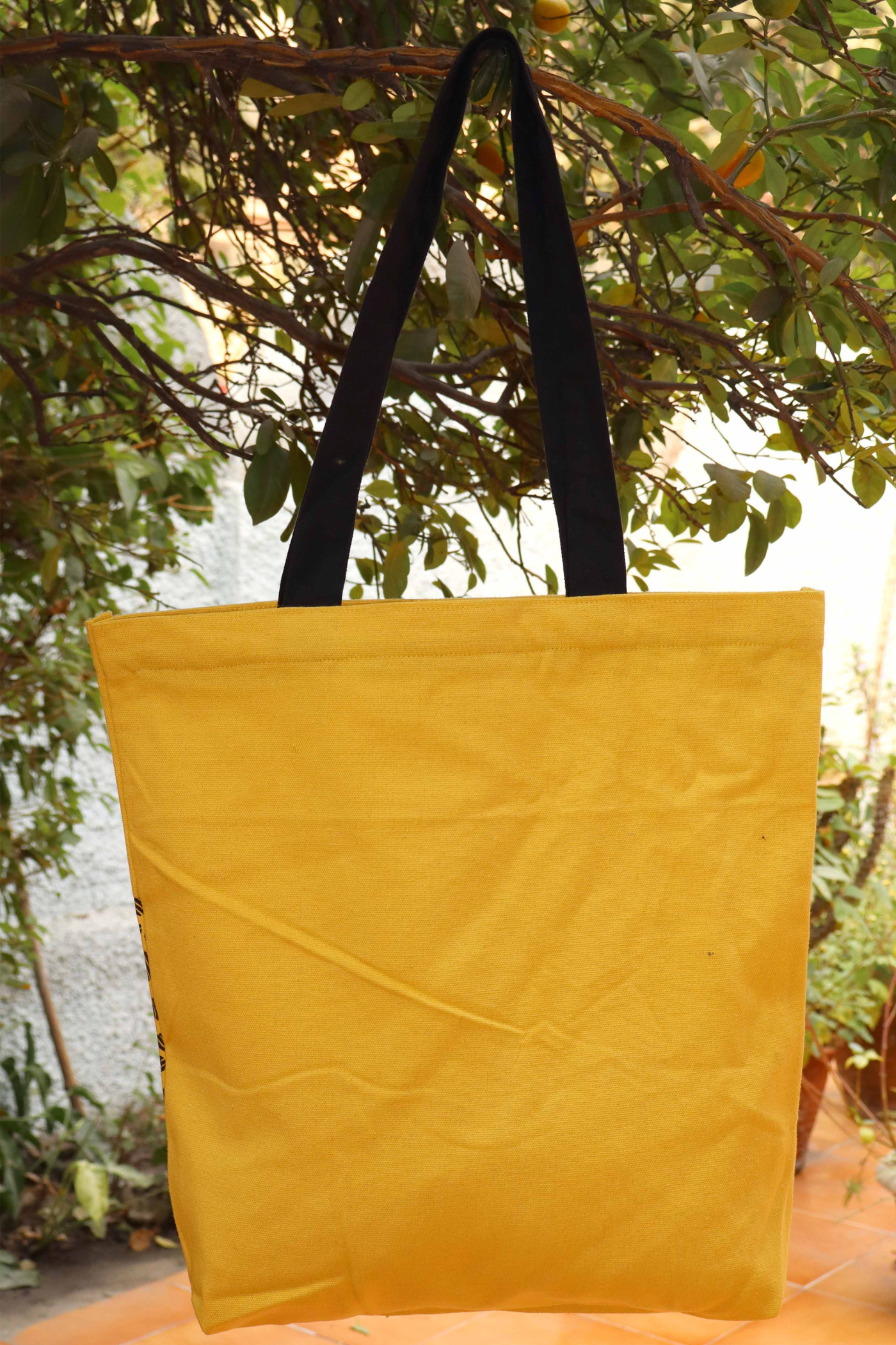 Yellow Heart Print Cotton Tote Bag – Bold & Reusable