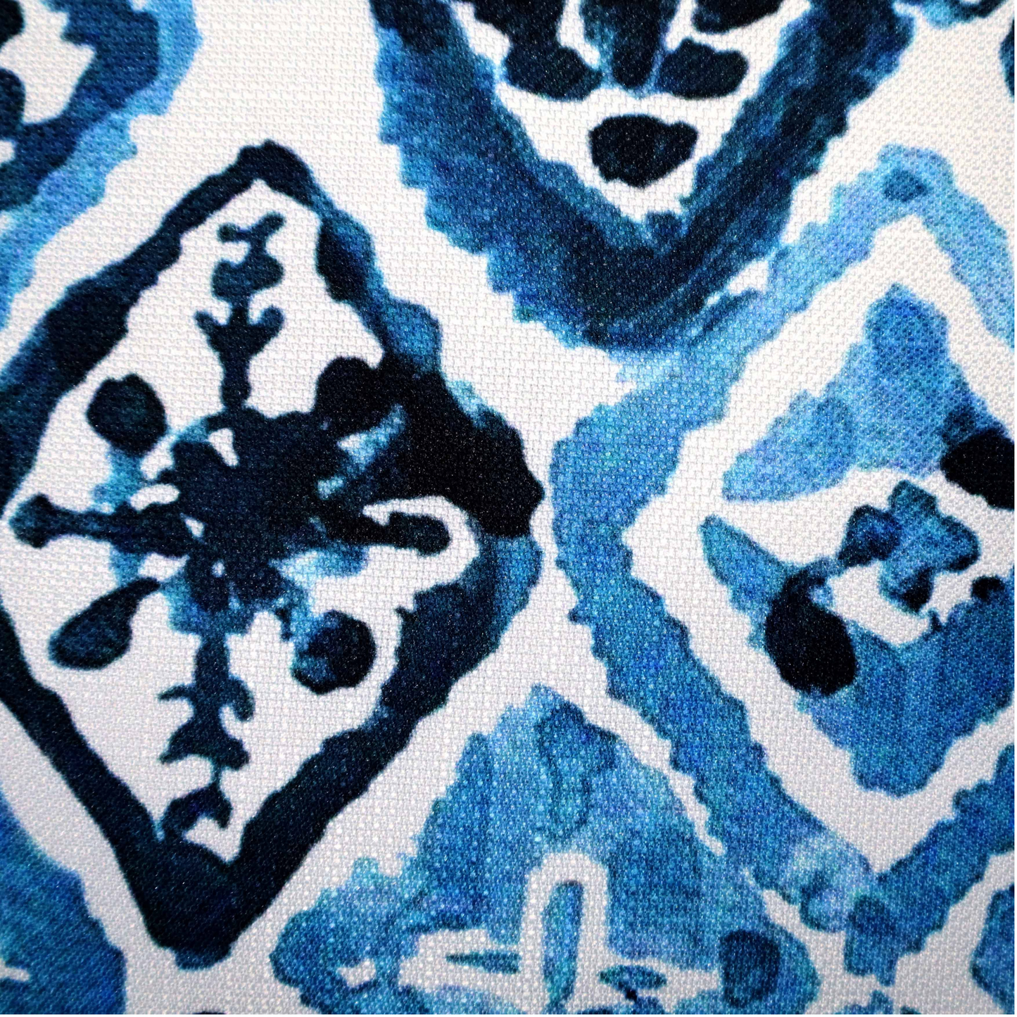 Blue Moroccan Tile Cushion Cover – Poly Jute Metty & Cotton Duck, 16x16 Inch