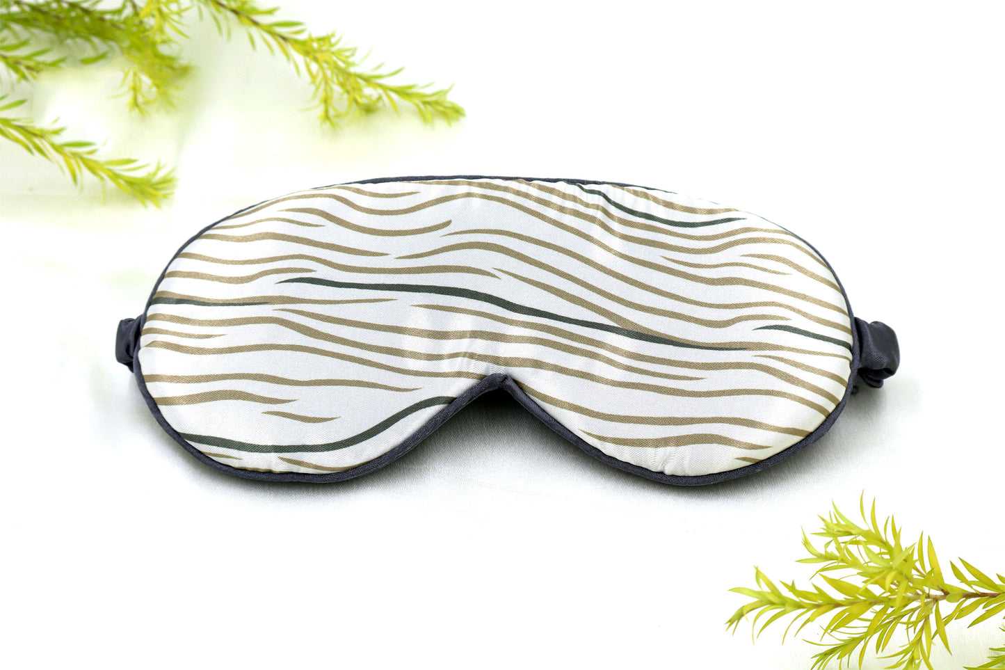 Printed Satin Silk Sleep Eye Mask Gray & off white