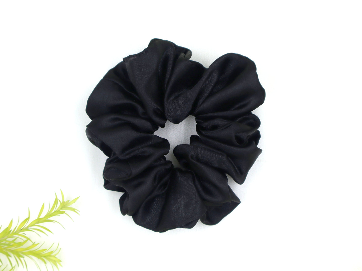 Luxury Satin Scrunchies- Brown gold, Black & Off white (Xl Size) - Set of 3