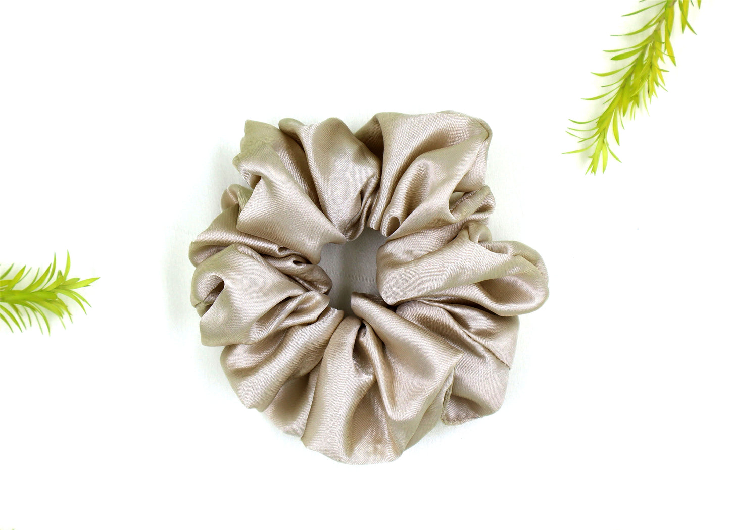 Luxury Satin Scrunchies- Brown gold, Black & Off white (Xl Size) - Set of 3