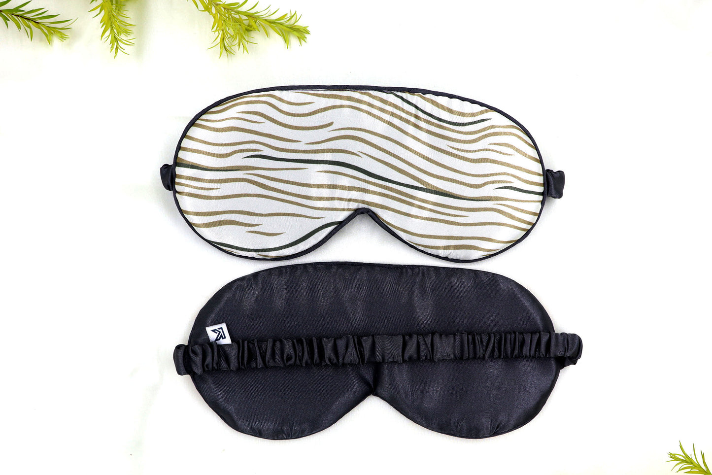 Printed Satin Silk Sleep Eye Mask Gray & off white