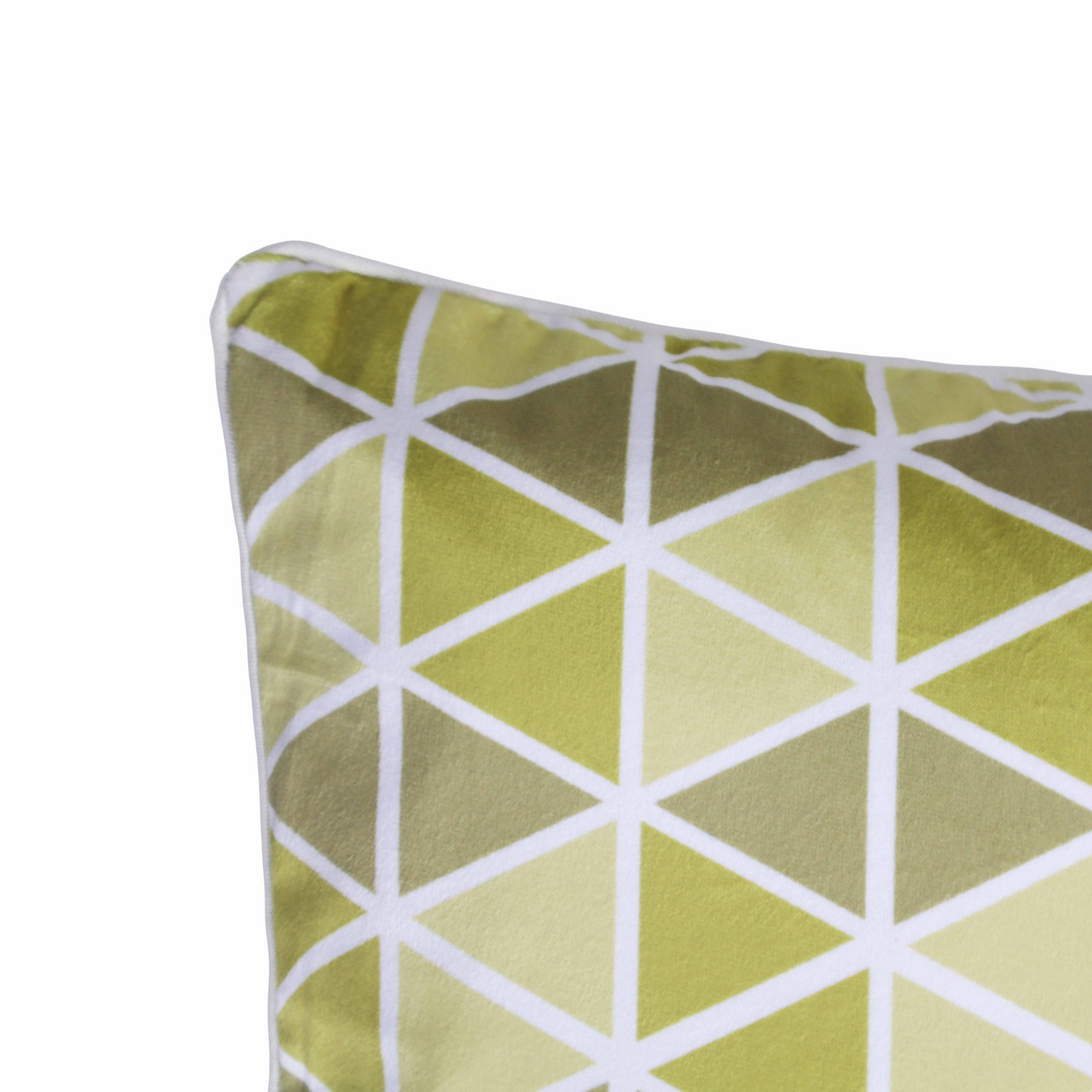 Decorative Cushion Cover for Sofa & Couch | Modern Geometric Triangle Print Throw Pillow Cover | Soft Poly Velvet Front & Cotton Back with YKK Zipper | Green | 16x16 Inch