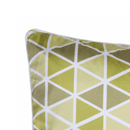 Decorative Cushion Cover for Sofa & Couch | Modern Geometric Triangle Print Throw Pillow Cover | Soft Poly Velvet Front & Cotton Back with YKK Zipper | Green | 16x16 Inch