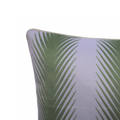 Elegant Pastel Green Cushion Cover with Diagonal Stripe Pattern | Soft Velvet & Cotton Throw Pillow Case | 16x16 Inch | YKK Zipper for Sofa & Couch