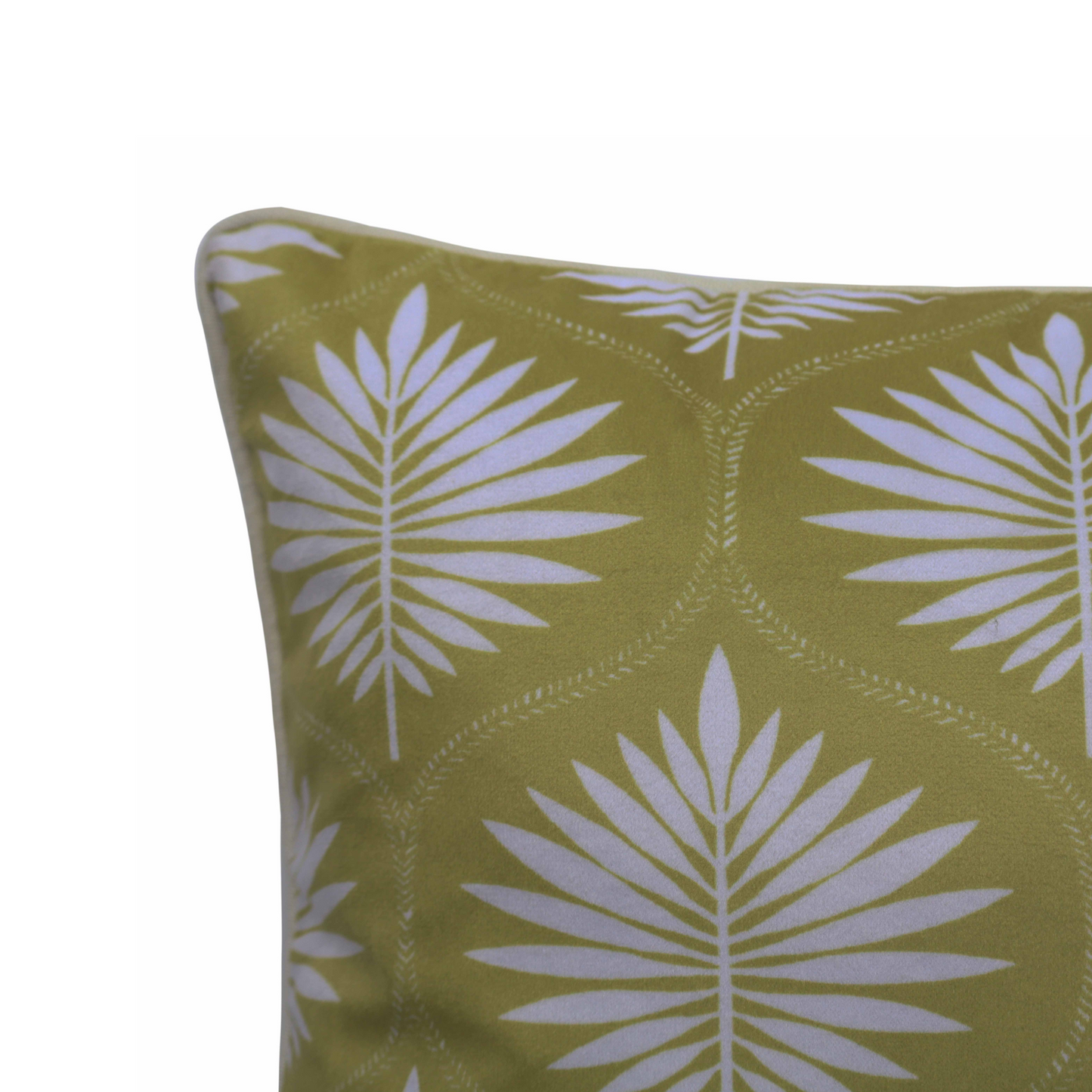 Decorative Cushion Cover for Sofa & Couch | Modern Green Leaf Print Throw Pillow Cover | Soft Poly Velvet Front & Cotton Back with YKK Zipper | 16x16 Inch