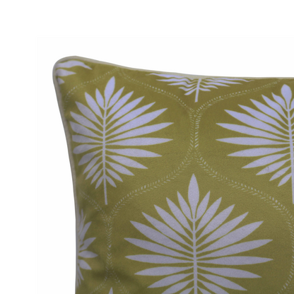 Decorative Cushion Cover for Sofa & Couch | Modern Green Leaf Print Throw Pillow Cover | Soft Poly Velvet Front & Cotton Back with YKK Zipper | 16x16 Inch