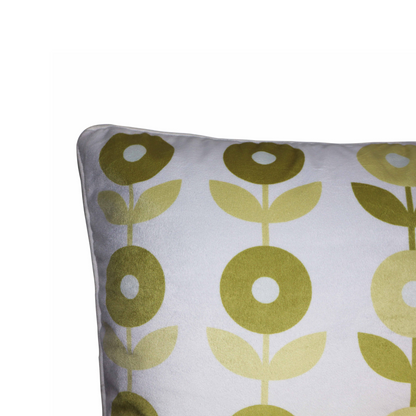 Pastel Green Floral Cushion Cover | Modern Decorative Throw Pillow Case with Retro Flower Print | Soft Velvet Front & Cotton Back | Durable YKK Zipper | 16x16 Inch