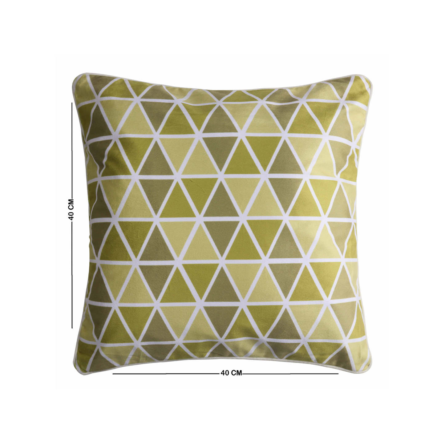 Decorative Cushion Cover for Sofa & Couch | Modern Geometric Triangle Print Throw Pillow Cover | Soft Poly Velvet Front & Cotton Back with YKK Zipper | Green | 16x16 Inch