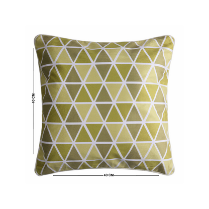 Decorative Cushion Cover for Sofa & Couch | Modern Geometric Triangle Print Throw Pillow Cover | Soft Poly Velvet Front & Cotton Back with YKK Zipper | Green | 16x16 Inch