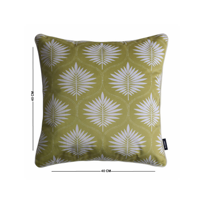 Decorative Cushion Cover for Sofa & Couch | Modern Green Leaf Print Throw Pillow Cover | Soft Poly Velvet Front & Cotton Back with YKK Zipper | 16x16 Inch