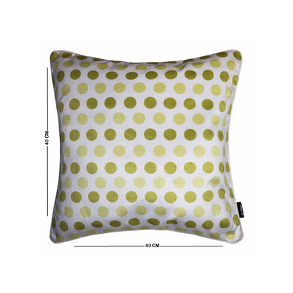 Pastel Green Polka Dot Cushion Cover | Modern Velvet & Cotton Decorative Throw Pillow Case with Hidden YKK Zipper for Sofa, Couch & Living Room | 16x16 Inch