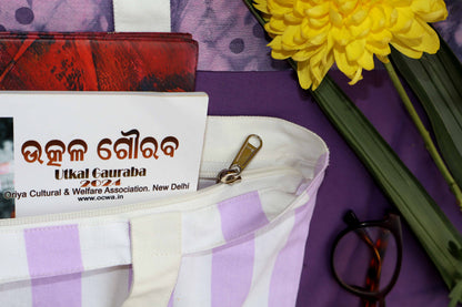 Elegant Purple & White Striped Tote Bag – Versatile Everyday Style