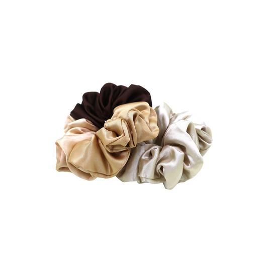 Tri colors Satin Scrunchies (Xl Size) - Set of 2