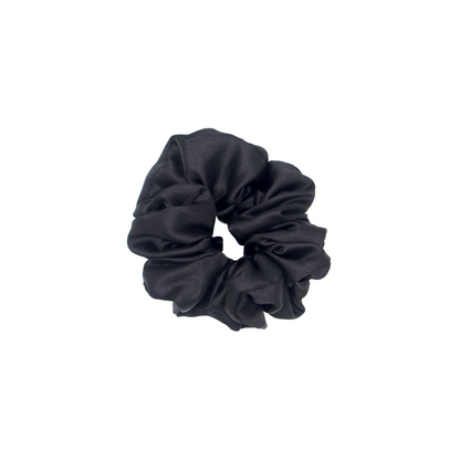 Classics Black & White Heart Printed with pleated Satin Scrunchies (Xl Size) - Set of 2