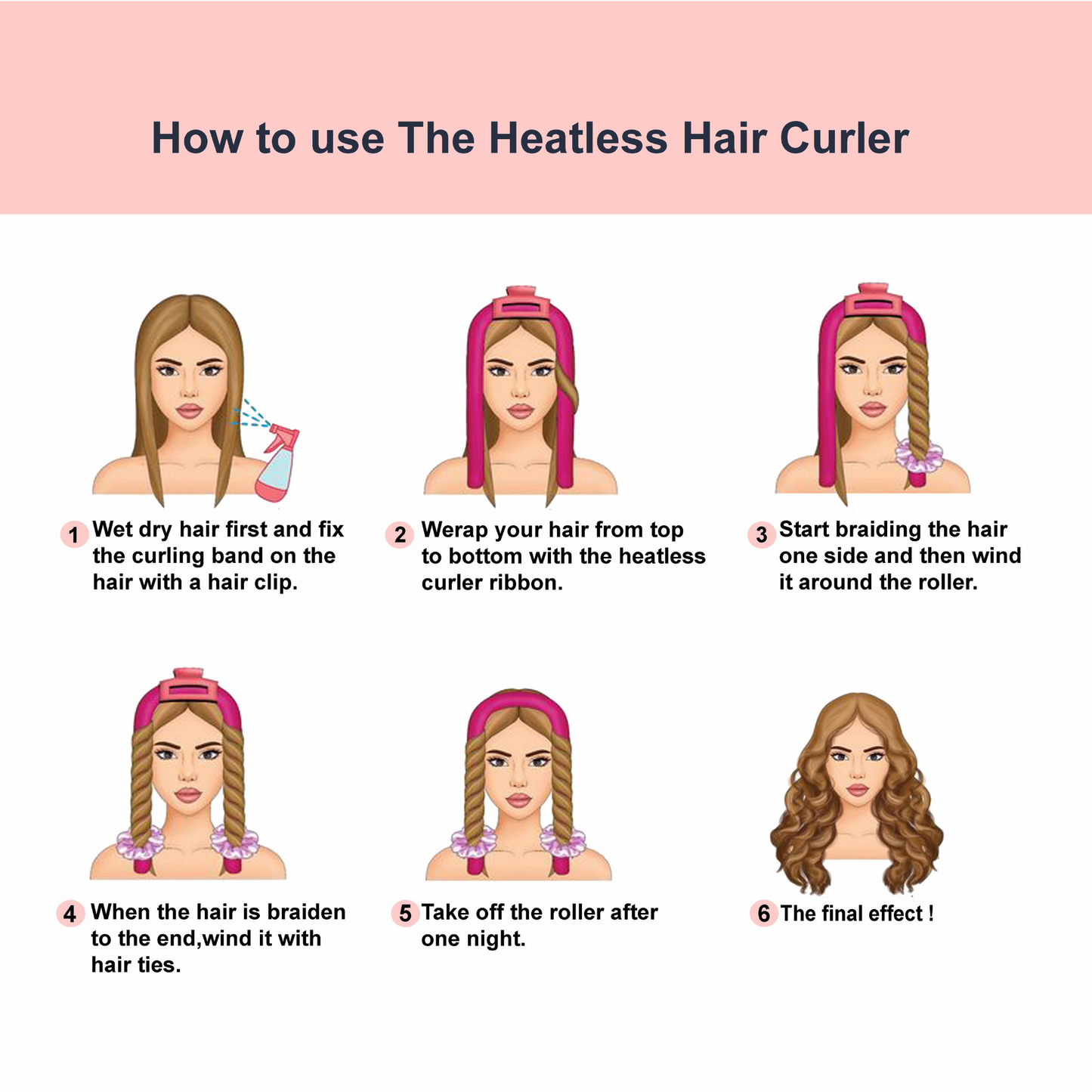 Purple Satin Heatless Hair Curler Set – Includes 2 Scrunchies