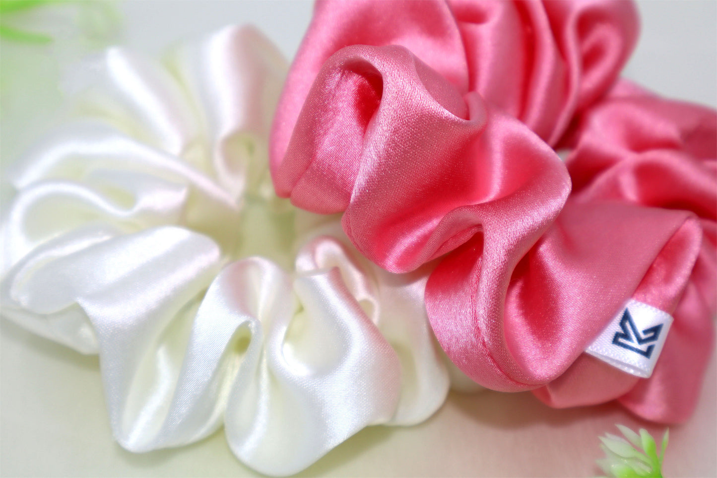 Luxury Satin Scrunchies- Peach,pink &Cream (Xl Size) - Set of 3