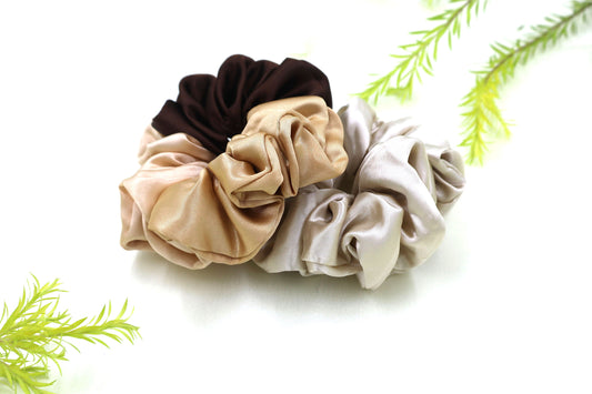 Tri colors Satin Scrunchies (Xl Size) - Set of 2