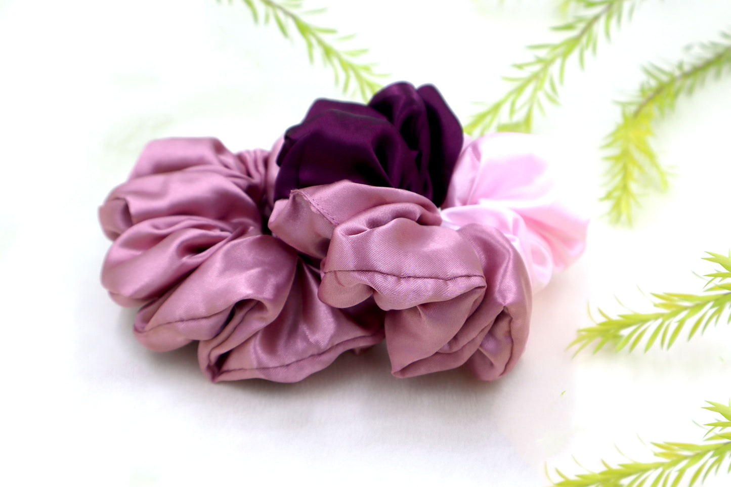 Tri colors Satin Scrunchies (Xl Size) - Set of 2