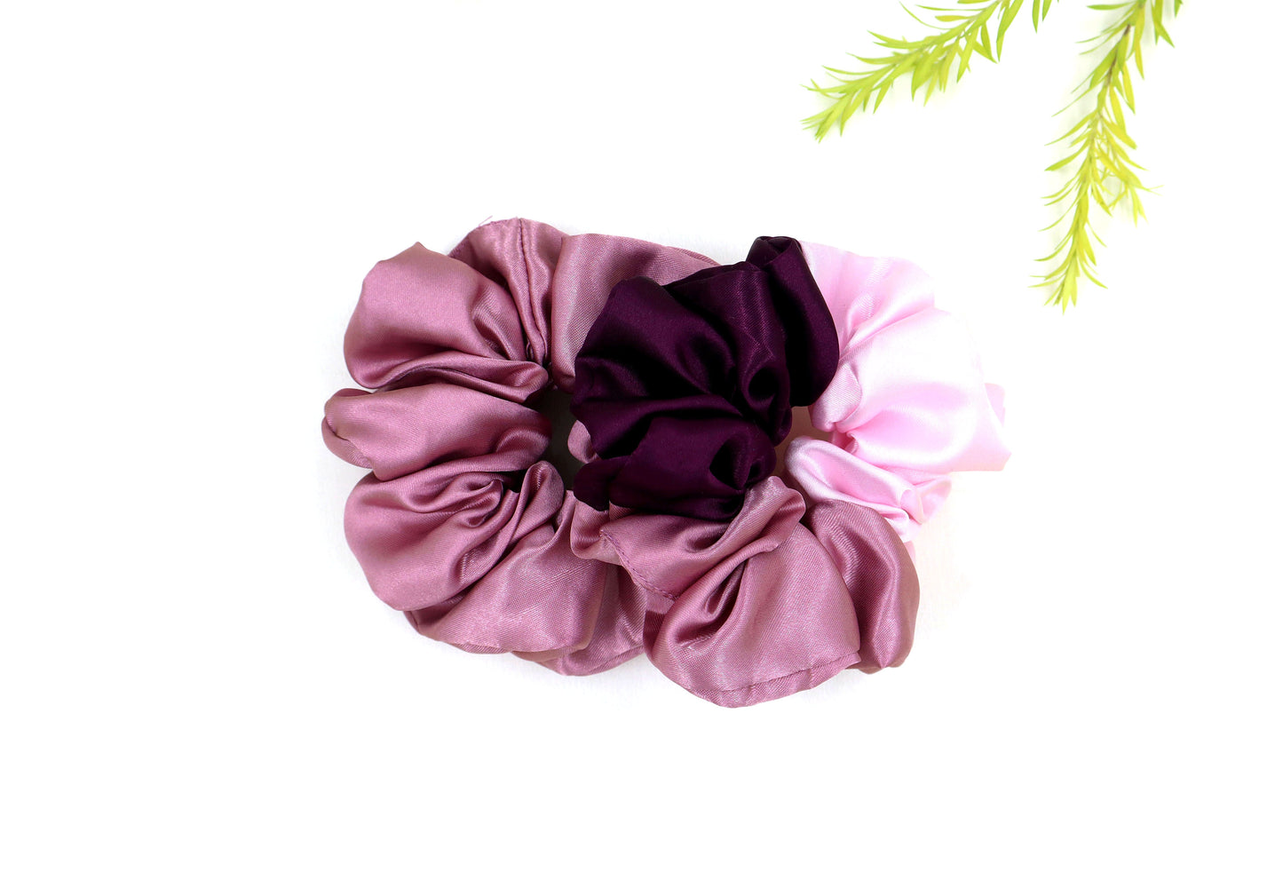 Tri colors Satin Scrunchies (Xl Size) - Set of 2