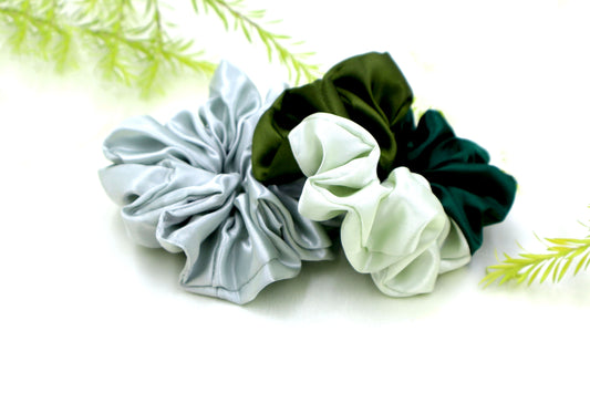 Tri colors Satin Scrunchies (Xl Size) - Set of 2