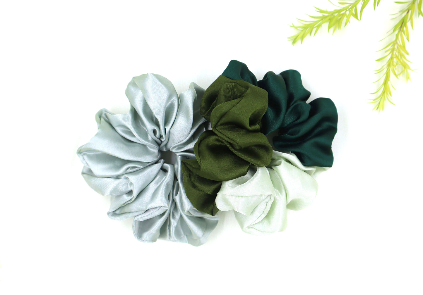 Tri colors Satin Scrunchies (Xl Size) - Set of 2