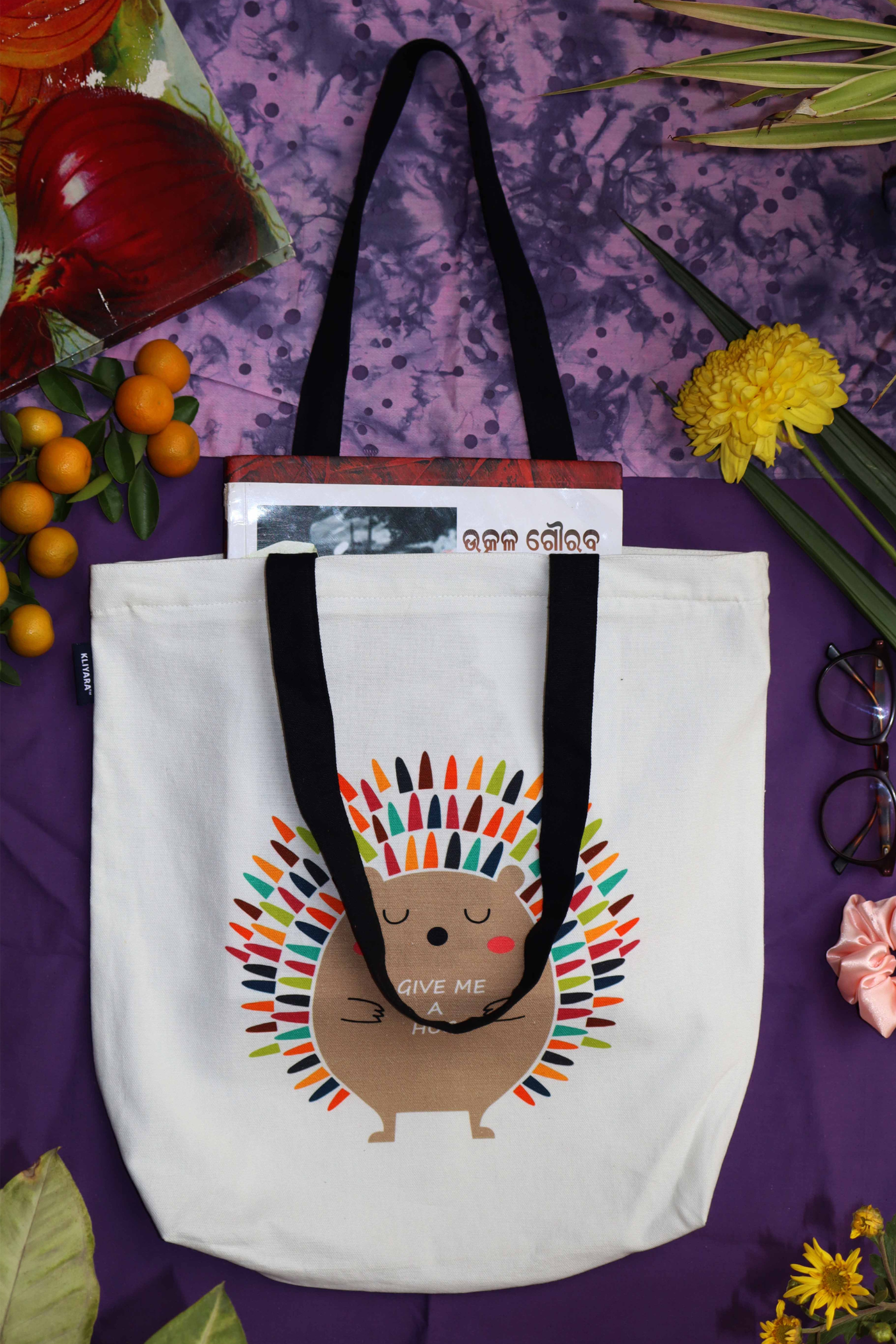 Cute Hedgehog "Give Me A Hug" Tote Bag – Fun & Quirky Canvas Shopper