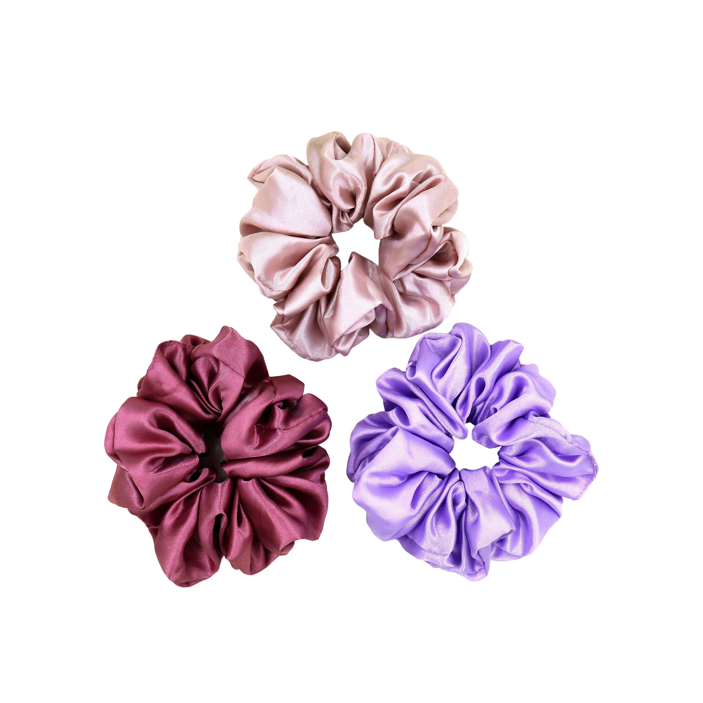 Luxury Satin Scrunchies- Lavender,blush pink & Dusty rose  (Xl Size) - Set of 3
