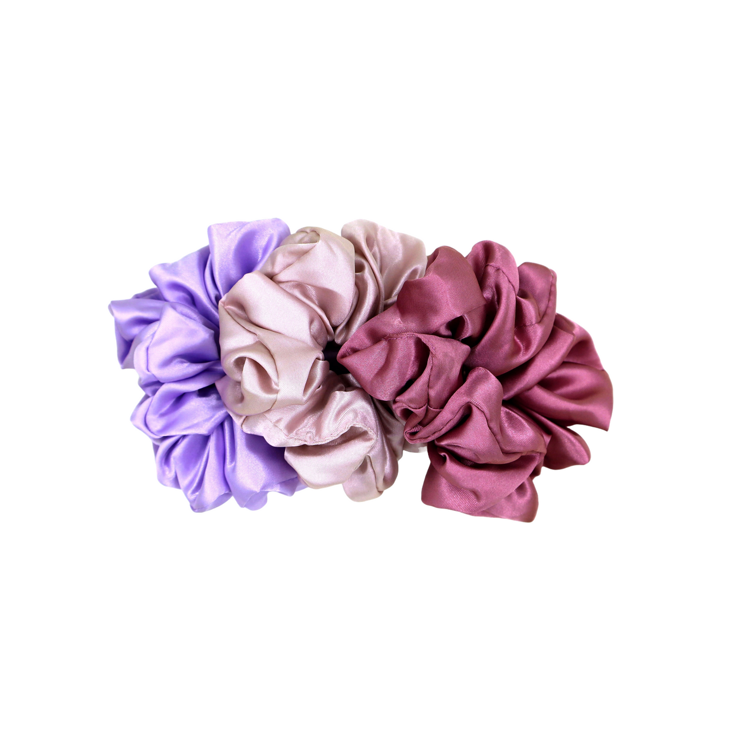 Luxury Satin Scrunchies- Lavender,blush pink & Dusty rose  (Xl Size) - Set of 3