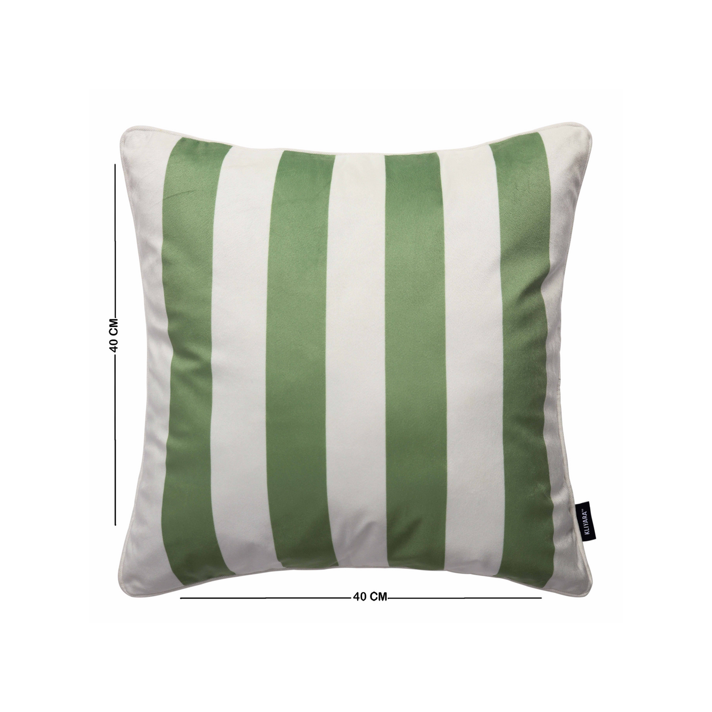 Pastel Green & White Striped Cushion Cover | Modern Decorative Throw Pillow Case | Soft Velvet Front & Cotton Back with Premium YKK Zipper | 16x16 Inch for Sofa, Couch & Living Room