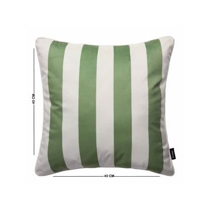 Pastel Green & White Striped Cushion Cover | Modern Decorative Throw Pillow Case | Soft Velvet Front & Cotton Back with Premium YKK Zipper | 16x16 Inch for Sofa, Couch & Living Room