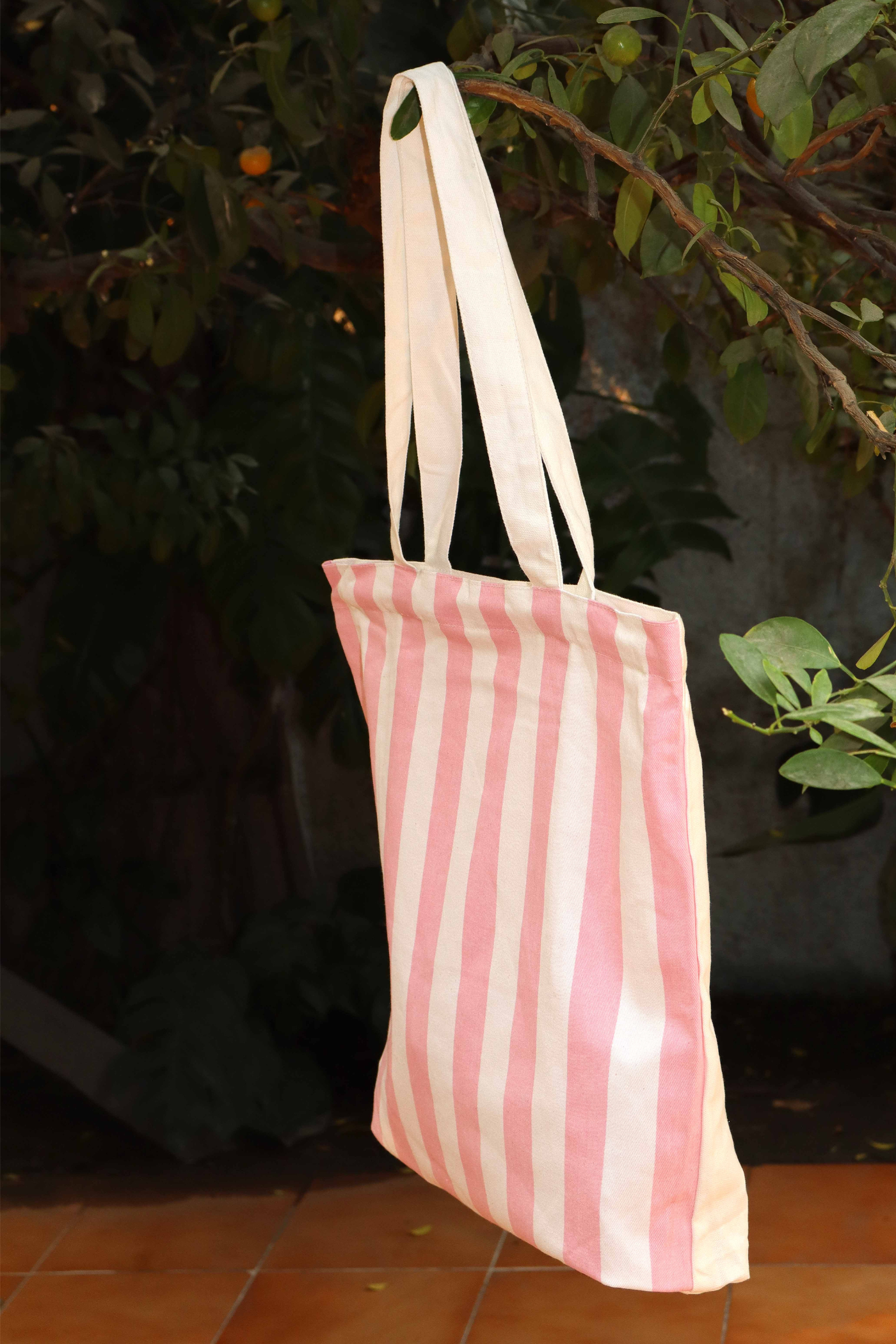Pink & White Striped Fabric Tote Bag – Chic, Lightweight & Eco-Friendly