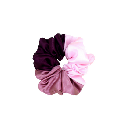 Tri colors Satin Scrunchies (Xl Size) - Set of 2