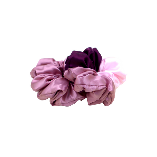 Tri colors Satin Scrunchies (Xl Size) - Set of 2