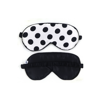 Dot Printed Satin Silk Sleep Eye Mask black & white