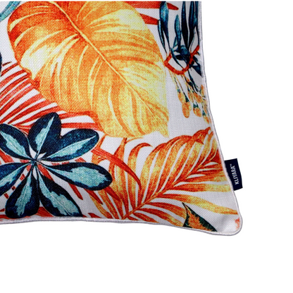 Tropical Multicolor Leaf Cushion Cover – Vibrant Print, 16x16 Inch