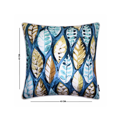 Nature Pattern Cushion Cover – Dual Fabric Blend 16x16 Inches