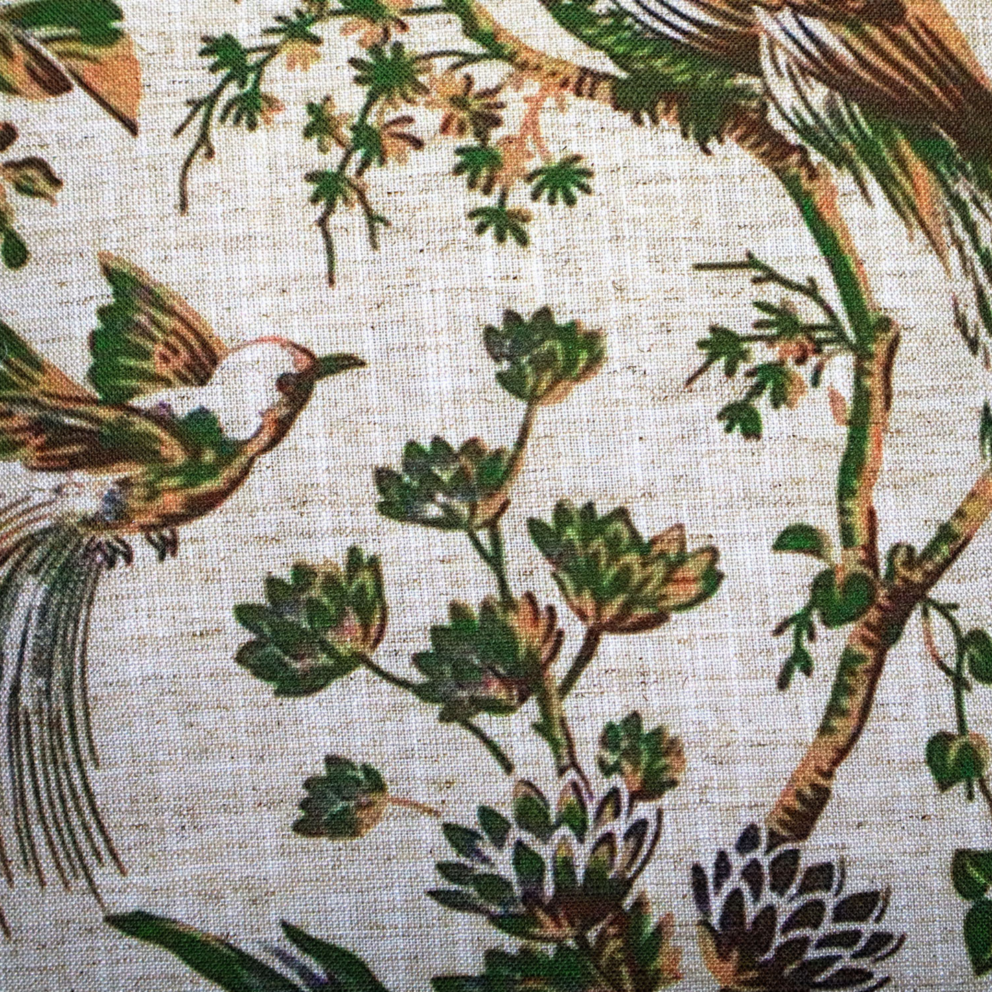 Vintage Peacock & Floral Print Cushion Cover 16x16 Inch