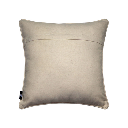 Geometric Patchwork Cushion Cover – Poly Jute Metty & Cotton Duck, 16x16 Inch