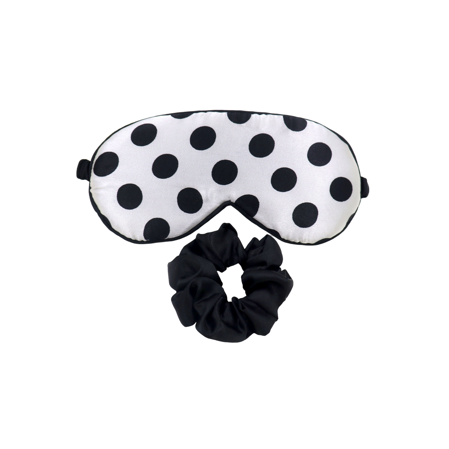 Dot Printed Satin Silk Sleep Eye Mask black & white