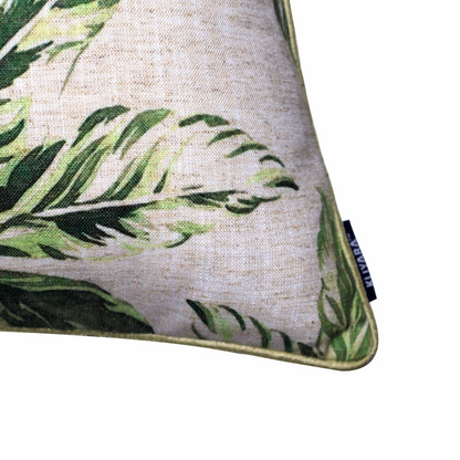 Botanical Green Leaf Cushion Cover – 50% Cotton 50% Polyester, 16x16 Inch