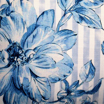 Blue Bloom Cushion – Poly Jute Front, Cotton Duck Back 16z16 Inches