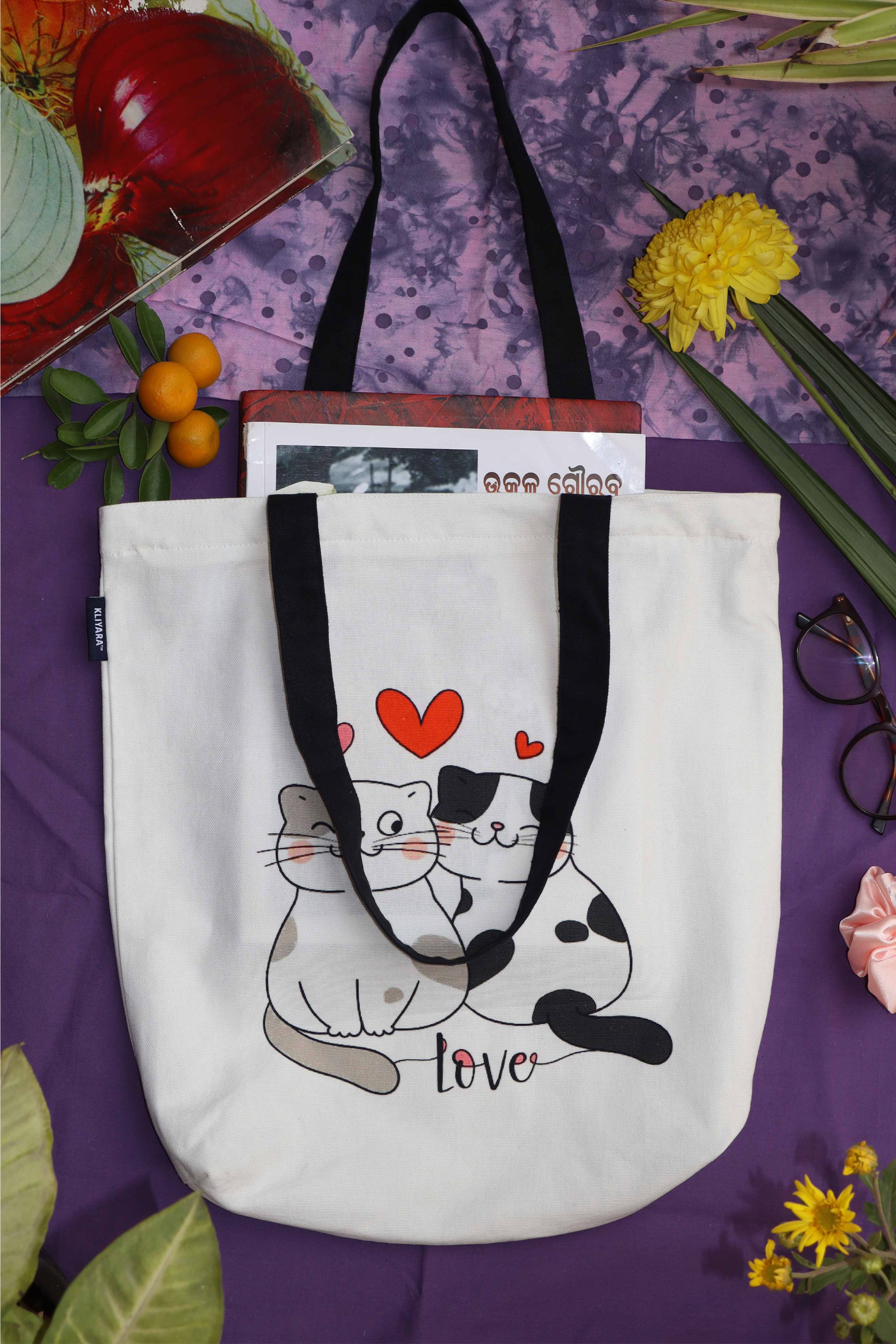 Cute Cats Love Cotton Tote Bag – Eco-Friendly & Adorable