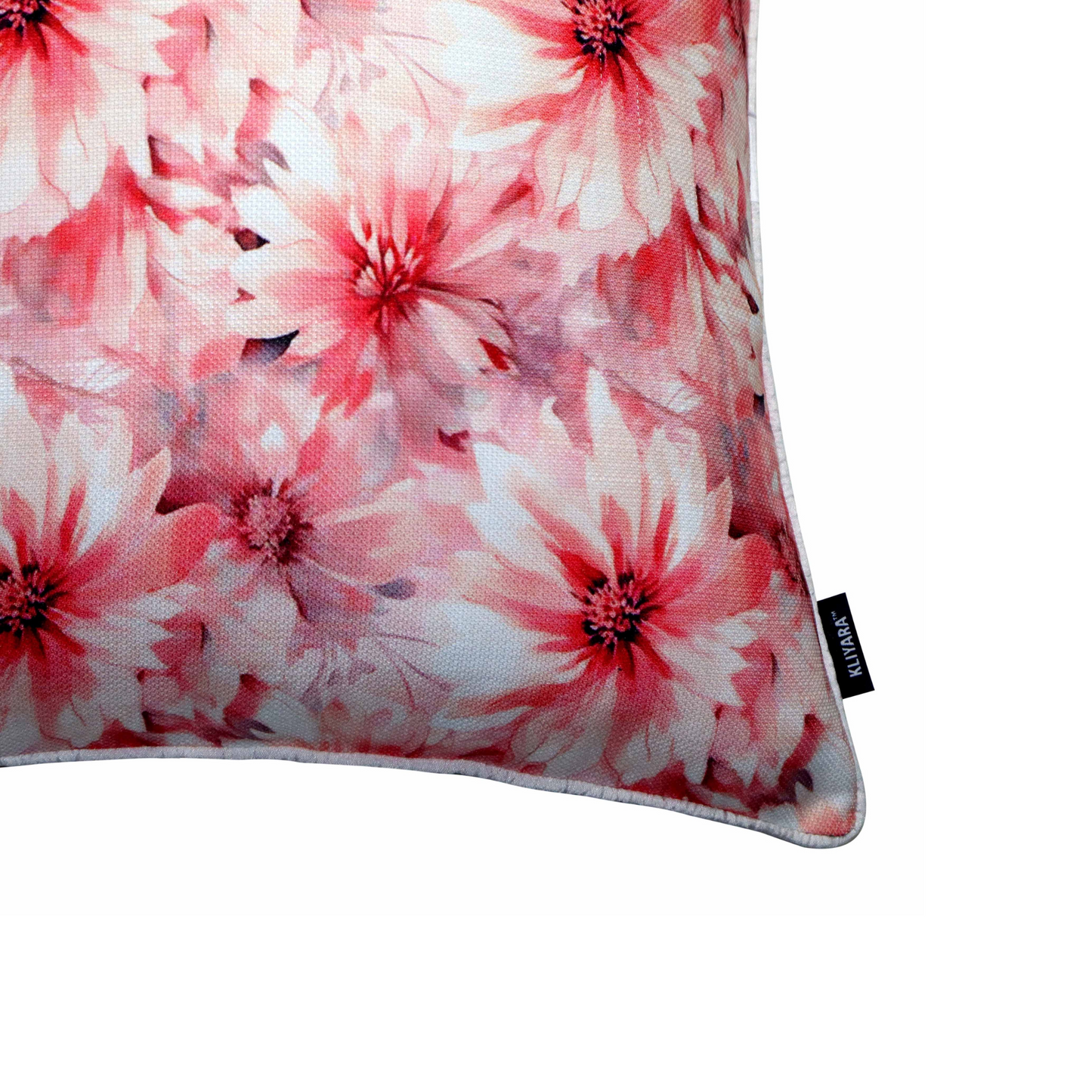 Rust Floral Cushion Cover – Textured Poly Jute Front 16x16 Inch
