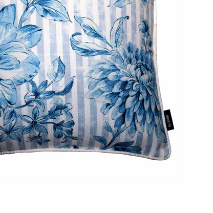 Blue Bloom Cushion – Poly Jute Front, Cotton Duck Back 16z16 Inches