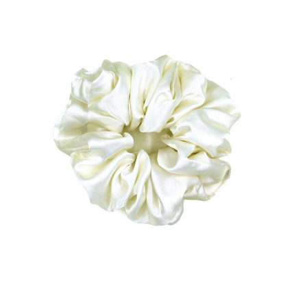 Luxury Satin Scrunchies- Brown gold, Black & Off white (Xl Size) - Set of 3